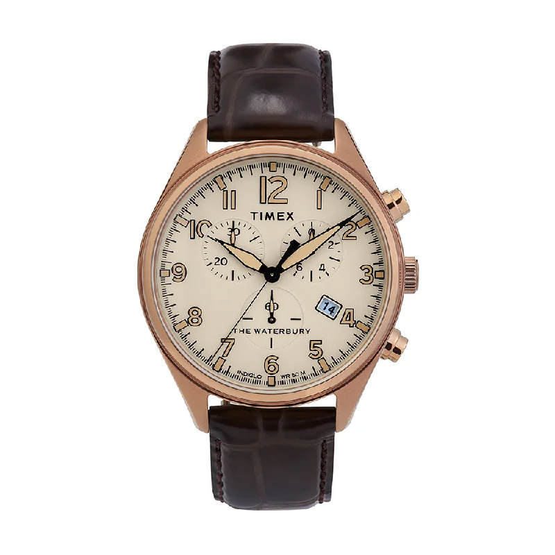 top rated men’s wristwatches-Waterbury Traditional Chronograph 42mm Leather Band