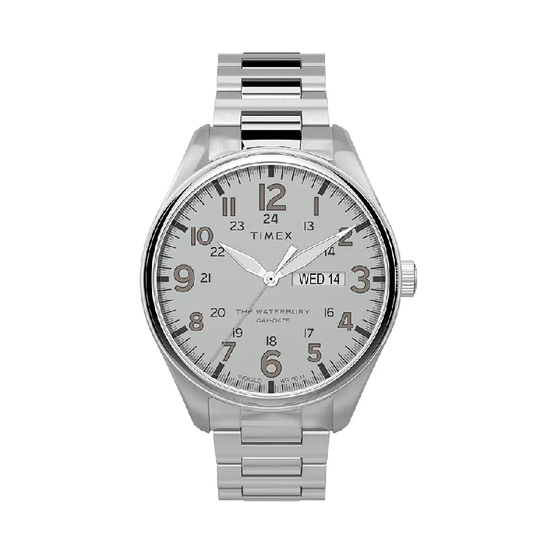 classic analog watches for women-Waterbury Traditional Day-Date 42mm Stainless Steel Band