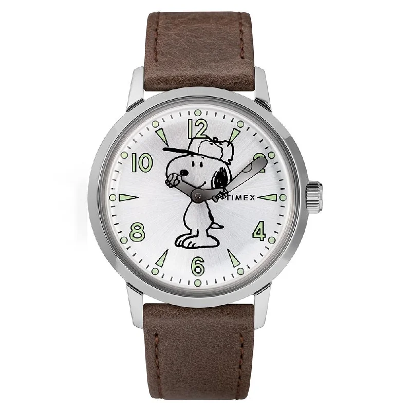 best sport watches for men under 100-Welton Timex X Peanuts - Snoopy 2-Hand 40mm Leather Band